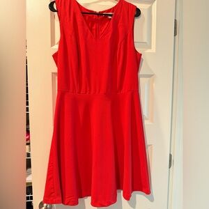 Banana Republic Women's Red V-Neck Fit & Flare Dress